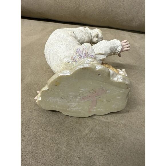 Vintage 5" Vintage Snow Angel.Hand Painted Ceramic Angel Cherub Glitter Figurine - Picture 4 of 12